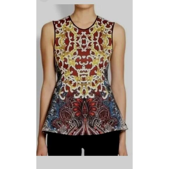 Clover Canyon Cossack Top Blouse Floral Paisley Neoprene Scuba Peplum St… - Picture 1 of 4